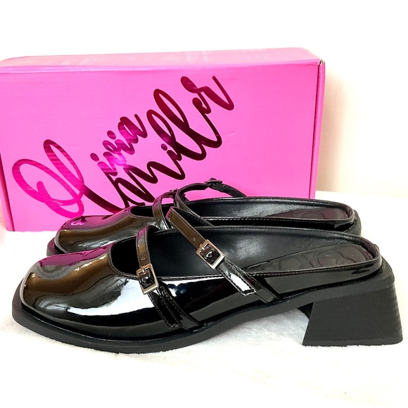 OLIVIA MILLER AQUARIUS BLACK PATENT LEATHER SQUARE TOE  MARY JANE SLIP ON SZ 8.5 - Picture 10 of 12